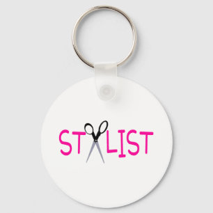 Stijlroze met schaar sleutelhanger
