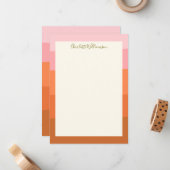 Stijlroze Oranje Abstracte Stripes Script-naam Notitiekaartje (Voorkant / Achterkant in situ)