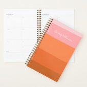 Stijlroze Oranje Abstracte Stripes Script-naam Planner (Display)