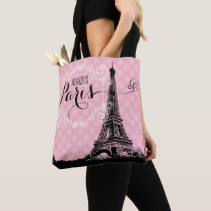 Stijlroze Paris Eiffel Tower Monogram Naam Draagtas