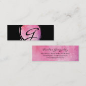 Stijlroze waterkleurmonogram Fancy tekst Mini Visitekaartje (Voorkant / Achterkant)