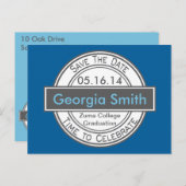  stijlteken Opslaan Afstuderen Datum Aankondigingskaart (Voorkant / Achterkant)