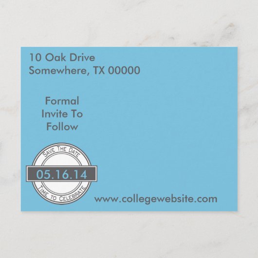  stijlteken Opslaan Afstuderen Datum Aankondigingskaart (Achterkant)