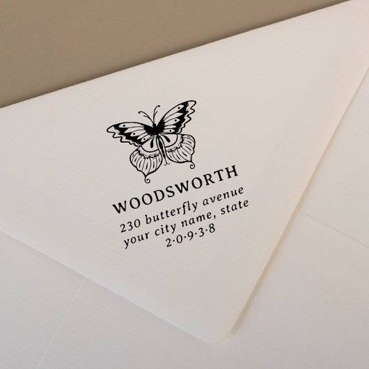  Stijlvlinder Klassiek retouradres Rubberstempel