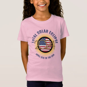 Stijlvol 2024 TOTAL SOLAR ECLIPSE USA Flag Kinder T-shirt
