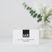 Stijlvol aantrekkelijk monogram zwart wit visitekaartje (Staand voorkant)