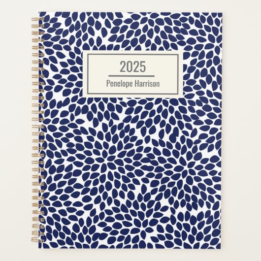 Stijlvol Abstract Floral Pattern Blue Planner (Voorkant)