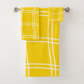 Stijlvol Abstract geel rasterpatroon Bad Handdoek (Insitu)