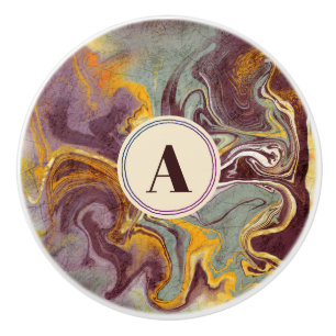 Stijlvol Abstract Mauve Blauwgroen Faux Gold Keramische Knop