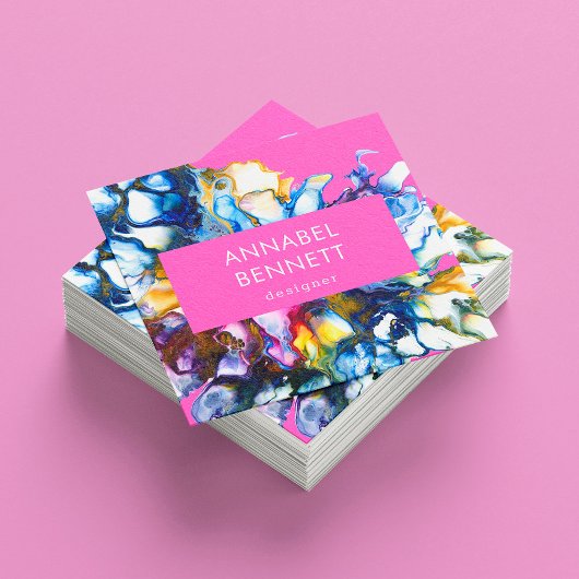 Stijlvol abstract roze roze vierkante visitekaartje