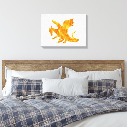 Stijlvol afbeelding van draak in vlam canvas afdruk (Insitu (Slaapkamer))