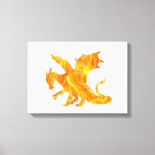 Stijlvol afbeelding van draak in vlam canvas afdruk (Voorkant)