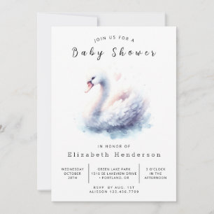 Stijlvol afdrukbaar Swan-Baby shower Kaart