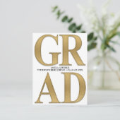 Stijlvol Afstudeerder Aankondiging Wit goud Uitnod (Staand voorkant)