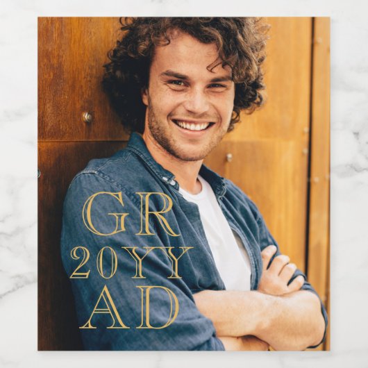 Stijlvol Afstudeerder Fotodatum Afstuderen Gold Sc Wijn Etiket (Enkel label)