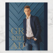 Stijlvol Afstudeerder Fotodatum Afstuderen Wijn Etiket (Enkel label)