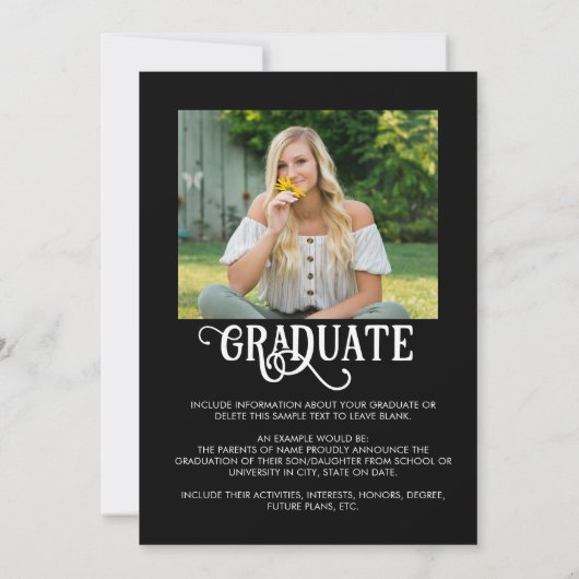 Stijlvol Afstuderen 5 foto's Klasse Jaar Aankondiging (Achterkant)