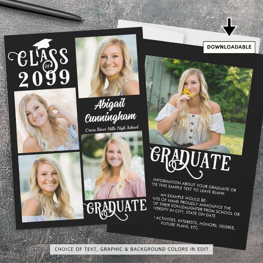 Stijlvol Afstuderen 5 foto's Klasse Jaar Aankondiging