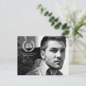 Stijlvol Afstuderen Laurel Wreath Photo Briefkaart (Staand voorkant)