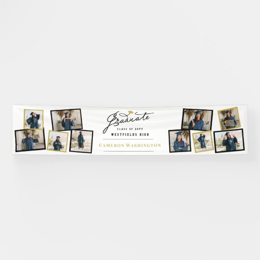 Stijlvol Afstuderen script 10 foto afstudeerfeest Spandoek (Horizontaal)