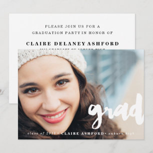 Stijlvol Afstuderen voor bestekken Foto-uitnodigin Kaart