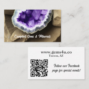 Stijlvol Amethyst Geode met QR-code Visitekaartje