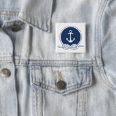 Stijlvol Anchor en Rope Vierkante Button 5,1 Cm (In situ)