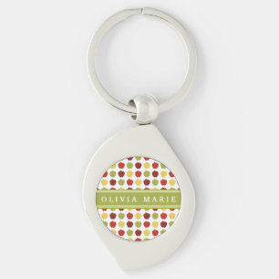 Stijlvol Apple Pattern met Persoonlijke naam Sleutelhanger