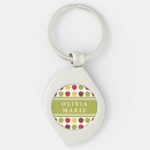 Stijlvol Apple Pattern met Persoonlijke naam Sleutelhanger