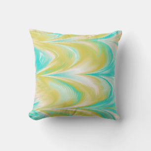 Stijlvol Aqua Gold Marbling Patroon Kussen