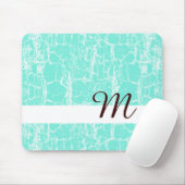 Stijlvol Aqua Mint Crackle met monogram Initiaal Muismat (Met muis)