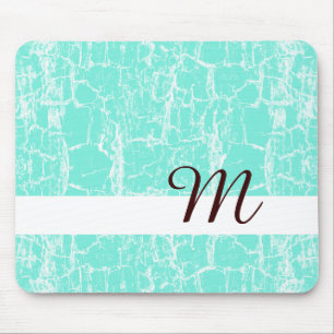 Stijlvol Aqua Mint Crackle met monogram Initiaal Muismat