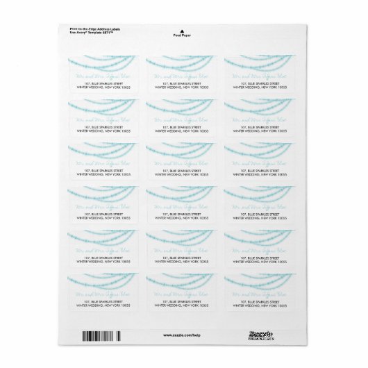 Stijlvol Aqua Sparkles Glow Strands Weddenschap Ad Etiket (Full Sheet)