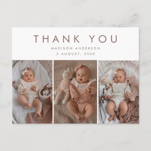 Stijlvol Baby shower 3 foto's dank u Briefkaart (Voorkant)