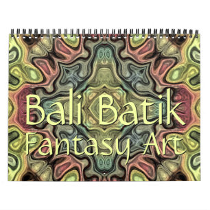 Stijlvol Balinees batikpatroon fantasie kunstontwe Kalender