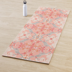 Stijlvol barokpatroon in roze rood crèmekleurig yogamat