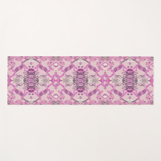 Stijlvol barokpatroon in roze schaduwen yogamat (Voorkant (horizontaal))