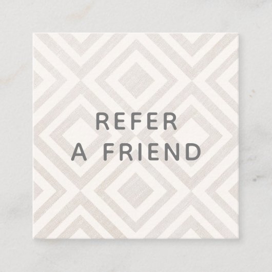 Stijlvol beige Geometric Pattern Klantverwijzing Aanbevelingskaartje (Voorkant)