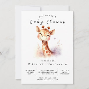 Stijlvol bewerkbaar Giraffe-Baby shower Kaart