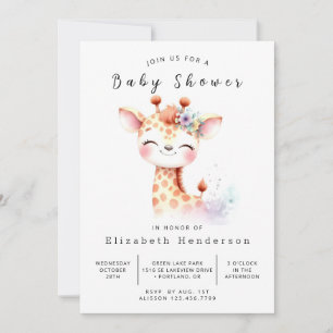 Stijlvol bewerkbaar Giraffe-Baby shower Kaart