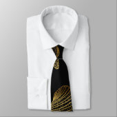 Stijlvol Black Gold Seashells Pattern Stropdas (Gebonden)