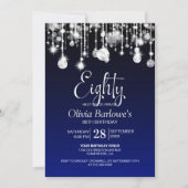 Stijlvol blauw 80ste verjaardagsfeestje kaart (Voorkant)