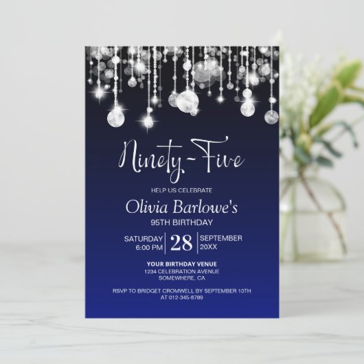 Stijlvol Blauw 95ste Verjaardagsfeest Kaart (Staand voorkant)