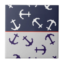 Stijlvol blauw Anchors Zee Ocean Tegeltje