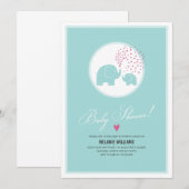 Stijlvol blauw Baby shower Uitnodiging (Voorkant / Achterkant)