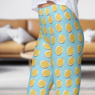 Stijlvol Blauw en Gouden Geel Polka Dot Patroon Leggings