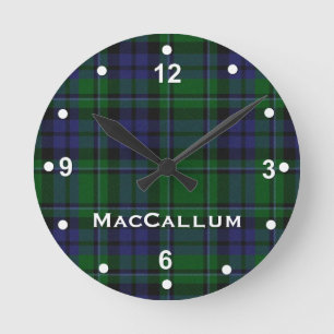 Stijlvol blauw en groen MacCallum Tartan Ronde Klok