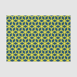 Stijlvol blauw geel geometrisch patroon tissuepapier