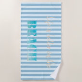 Stijlvol, blauw, gestreept strandlaken (Voorkant)