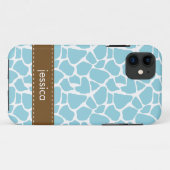 Stijlvol blauw Giraffe Patroon Case-Mate iPhone Case (Achterkant (horizontaal))